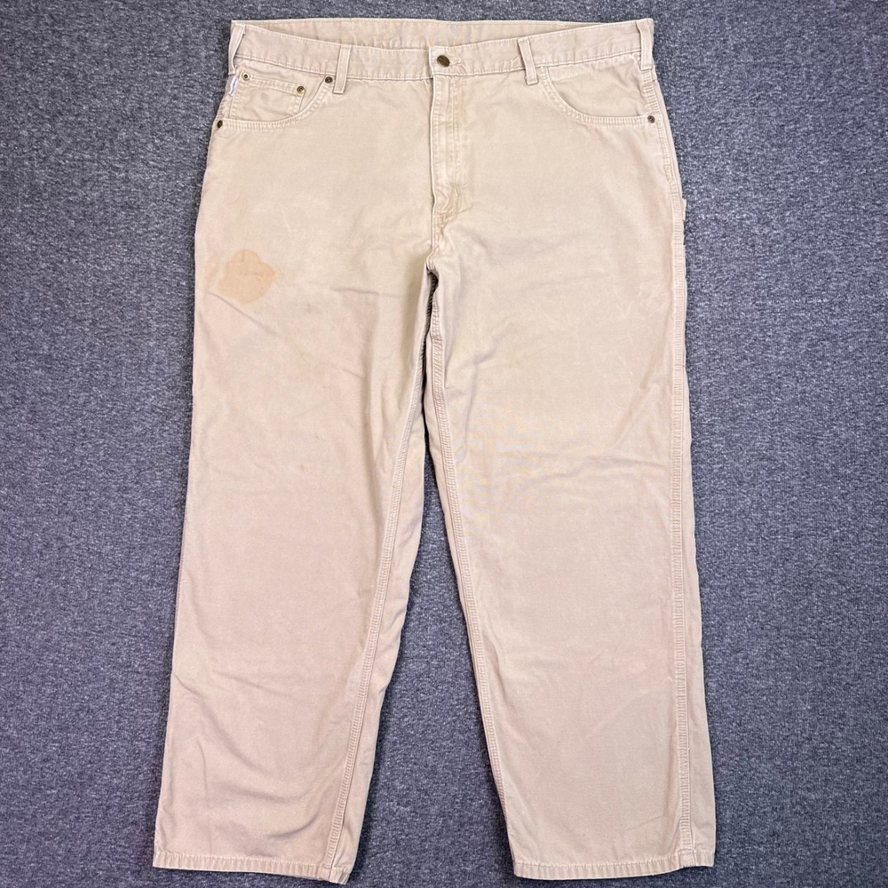 Carhartt Pants‎ Mens 41x29 Tan Carpenter Canvas Workwear Utility Straight
